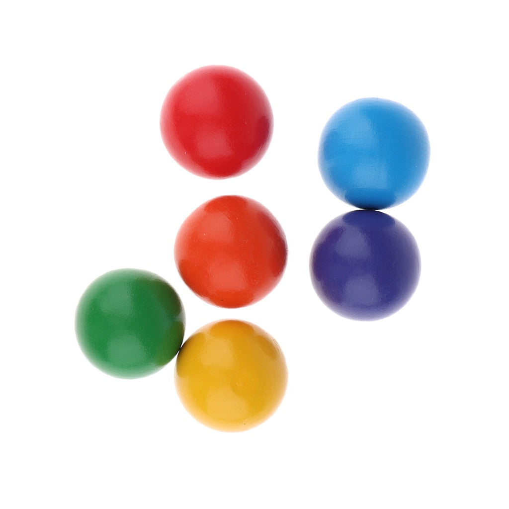 Wood Rainbow Stacking Blocks Balls Colour
