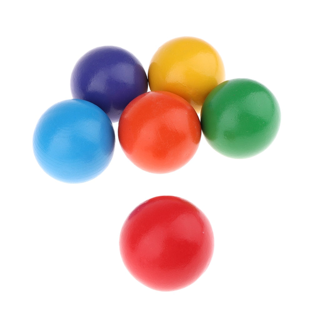 Wood Rainbow Stacking Blocks Balls Colour