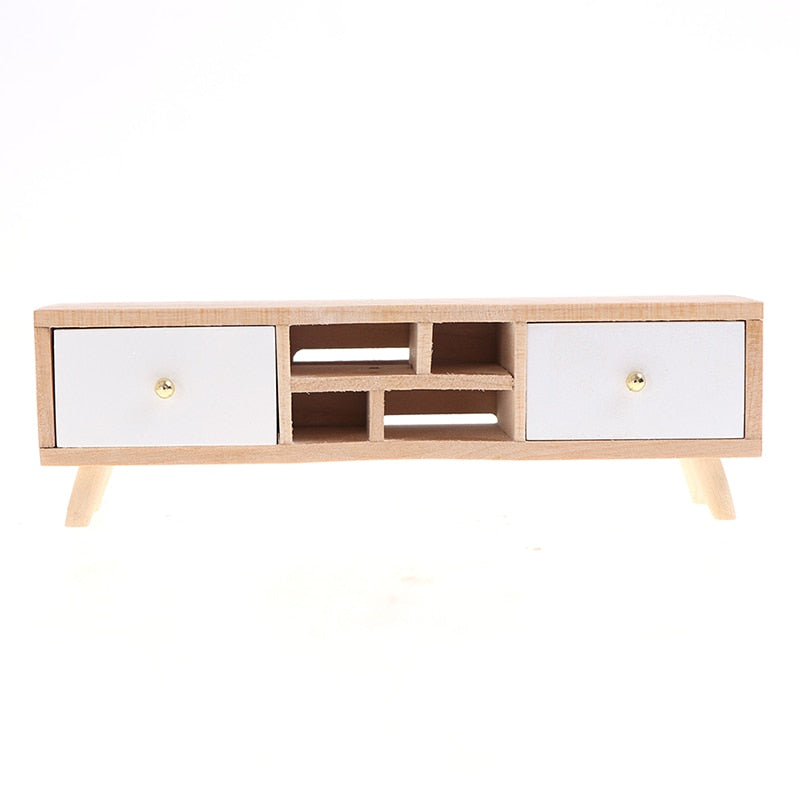 Dollhouse Miniature Wooden TV Cabinet